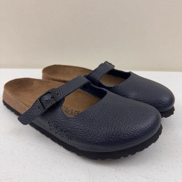 Birkenstock Birki's Maria Clog Mary Janes Navy Blue Pebbled Leather EU 41 US 10 - Picture 1 of 12
